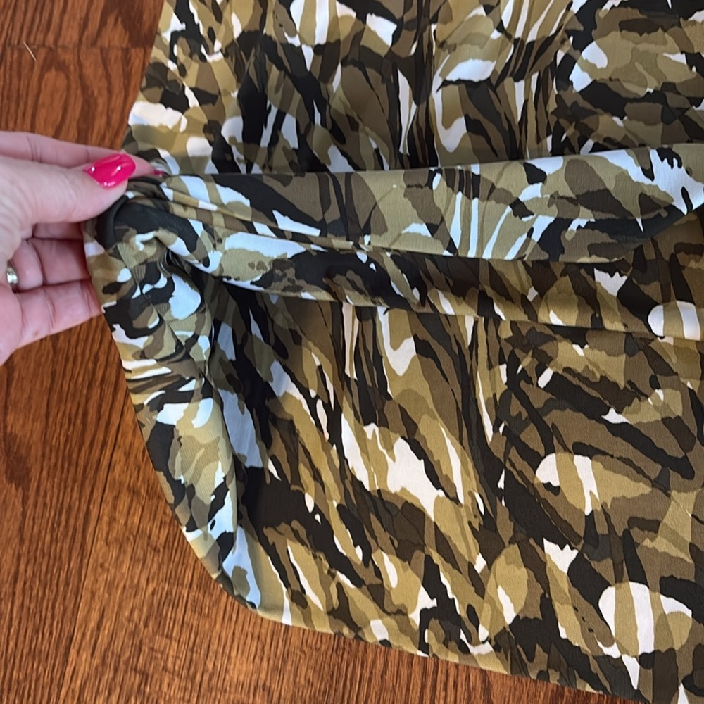 Michael Kors women’s camo green print jersey mini dress sleeveless cowl neck Med - Picture 9 of 13
